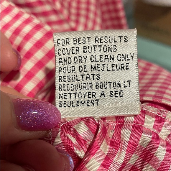 Talbots 100% Silk Red Gingham Button Down Shirt sz4 - Picture 7 of 7